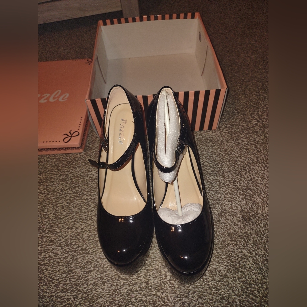 Black Platform Mary Janes